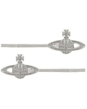 Vivienne Westwood Bobby Embellished Hair Clips - White