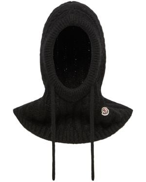 Moncler Cable Knit Alpaca Blend Balaclava - Black