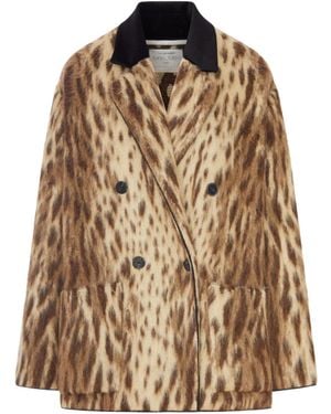 forte_forte Leopard-Print Coat - Brown