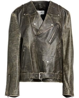 MM6 by Maison Margiela Minimalist Leather Jacket - Green