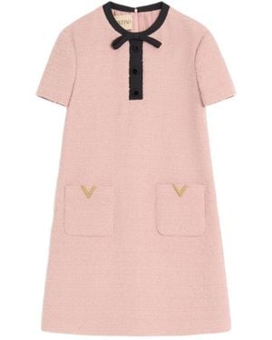Valentino Bow Detailed Crewneck Mini Dress - Pink