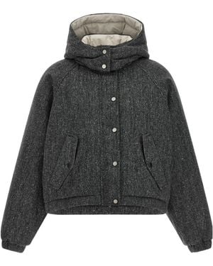 Brunello Cucinelli Donegal Tweed Hooded Jacket - Grey