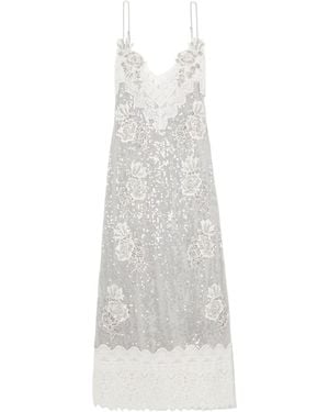 Erdem Lace-Trimmed Sequined Dress - White