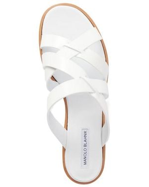 Manolo Blahnik Leather Slides - White