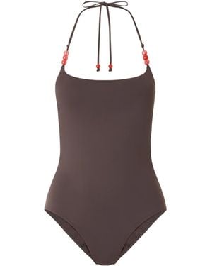 STAUD Laird Embellished Backless Swimsuit - Brown
