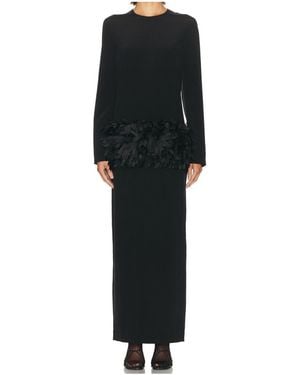 TOTEME Totême Petal-Detailed Crewneck Maxi Dress - Black