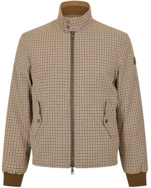 Moncler Check Zip-Up Jacket - Brown