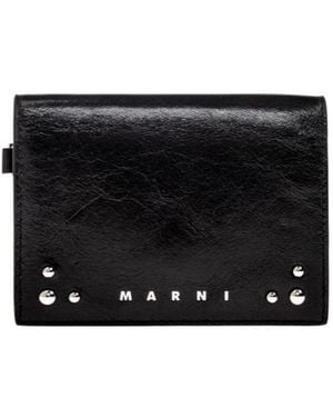 Marni Leather Wallet With Logo - Black