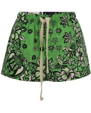 RED Valentino Bandana Printed Drawstring Shorts - Green