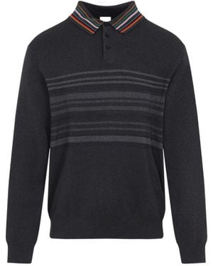 Paul Smith Long-Sleeved Knitted Polo Shirt - Blue