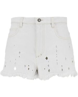 Isabel Marant Logo Patch Fringed Trim Shorts - White