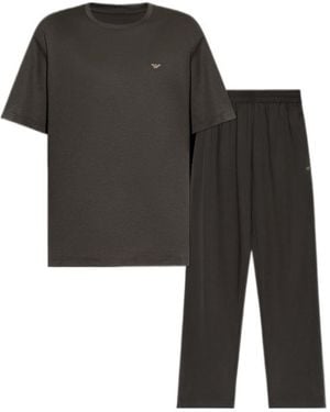 Emporio Armani Logo Two-Piece Pyjamas - Black