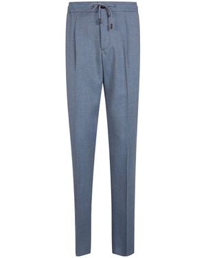Incotex Drawstring Pleated Pants - Blue