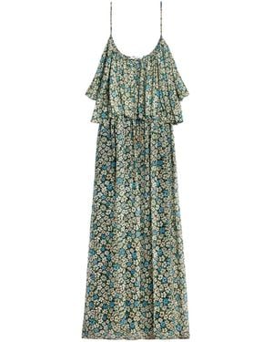 Celine Gathered Midi Dress - Green