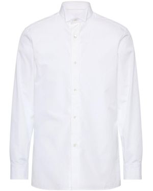 Maison Margiela Collared Long-Sleeve Poplin Shirt - White