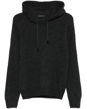 Tagliatore Drawstring Knitted Hooded Jumper - Black