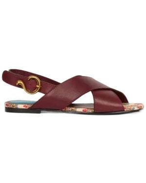 Etro Low Leather Sandals With Crossover Detail - Brown