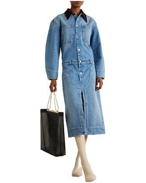 Stella McCartney Corduroy-Trimmed Denim Dress - Blue