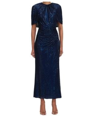 Self-Portrait Cape-Sleeve Midi Dress - Blue