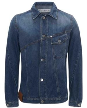 JW Anderson Jw Anderson Logo Embroidered Twisted Denim Jacket - Blue