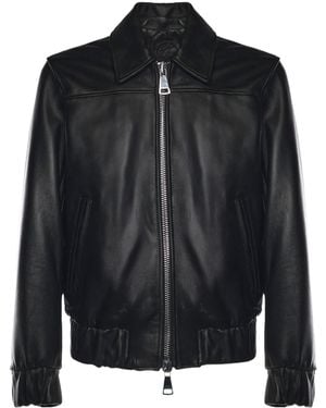 Giuliano Galiano Go Hard Zip-Up Leather Coat - Black