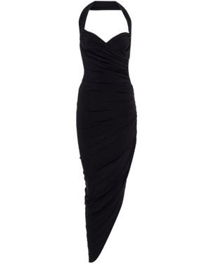 Norma Kamali Cayla Halterneck Ruched Midi Dress - Black