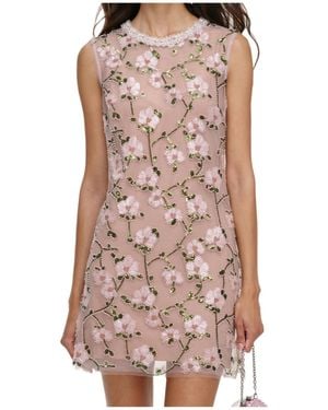 Self-Portrait Floral Sequin Embellished Mini Dress - Brown
