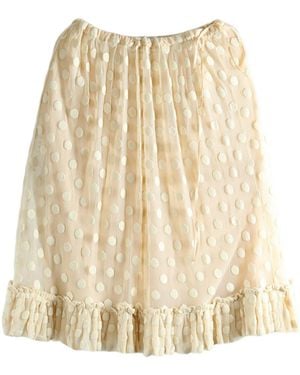 Dries Van Noten Polka Dot Ruffled Midi Skirt - Natural