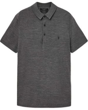 AllSaints Short-Sleeves Logo Polo Shirt - Grey