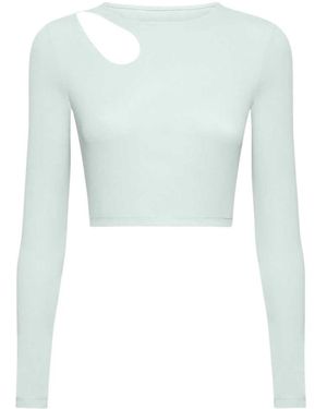 Wolford Cutout Logo-Print Crop Top - Blue