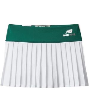 Miu Miu Stretch Technical Jersey Pleated Miniskirt - Green