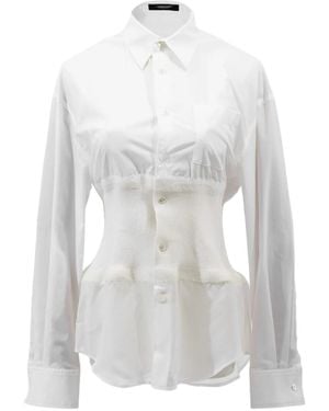 Undercover Knitted Patchwork Long-Sleeved Shirt - White