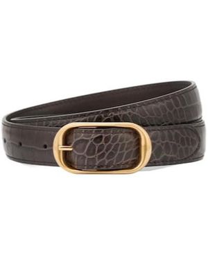 Nili Lotan Reine Croc-Effect Patent Leather Belt - White