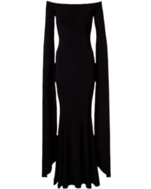 Norma Kamali Draped Off-Shoulder Jersey Gown - Black