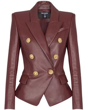 Balmain 6-Button Lambskin Jacket - Purple