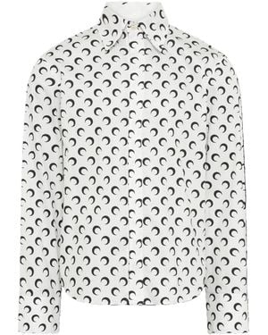 Marine Serre Poplin All Over Moon Printed Ls Shirt - White