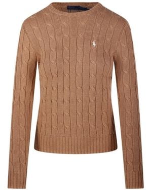Ralph Lauren Polo Cable-Knit Crew-Neck Jumper Camel - Brown