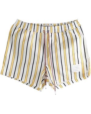 Thom Browne Striped Logo Patch Swim Shorts - White