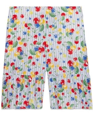 Gucci Cherries Striped Print Shorts - White