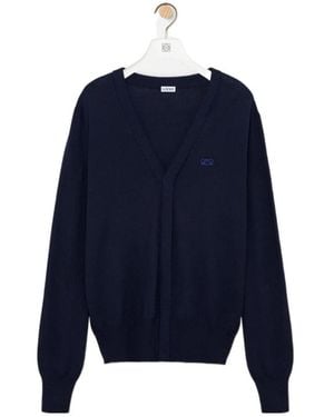Loewe Long-Sleeved Knitted Cardigan - Blue