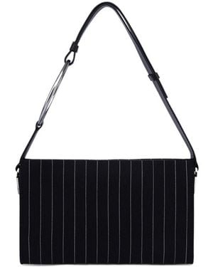 Dondup Pinstripe-Pattern Ring-Detail Tote Bag - Black