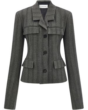 Ferragamo Ferragamo Chevron Single-Breasted Blazer - Black