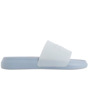 McQueen Logo Embossed Flat Slides - White