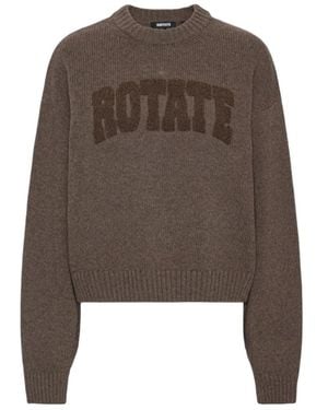 ROTATE BIRGER CHRISTENSEN Logo Crewneck Knitted Jumper - Brown