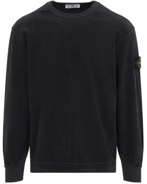 Stone Island Logo Patch Crewneck Sweatshirt - Blue