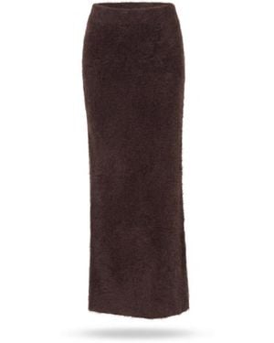 Soft Goat Elastic Waist Skirt - Brown