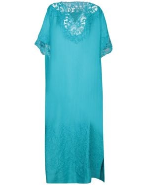 Ermanno Scervino Embroidered V-Neck Maxi Dress - Blue