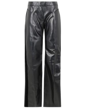 Tom Ford Pressed Crease Flared Leather Trousers - Grey
