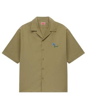 KENZO Tulip Hawaiian Poplin Short Sleeve Shirt - Green