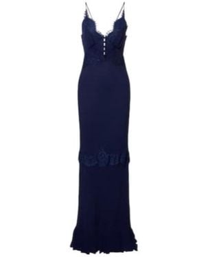 Self-Portrait Lace-Trimmed Georgette Gown - Blue